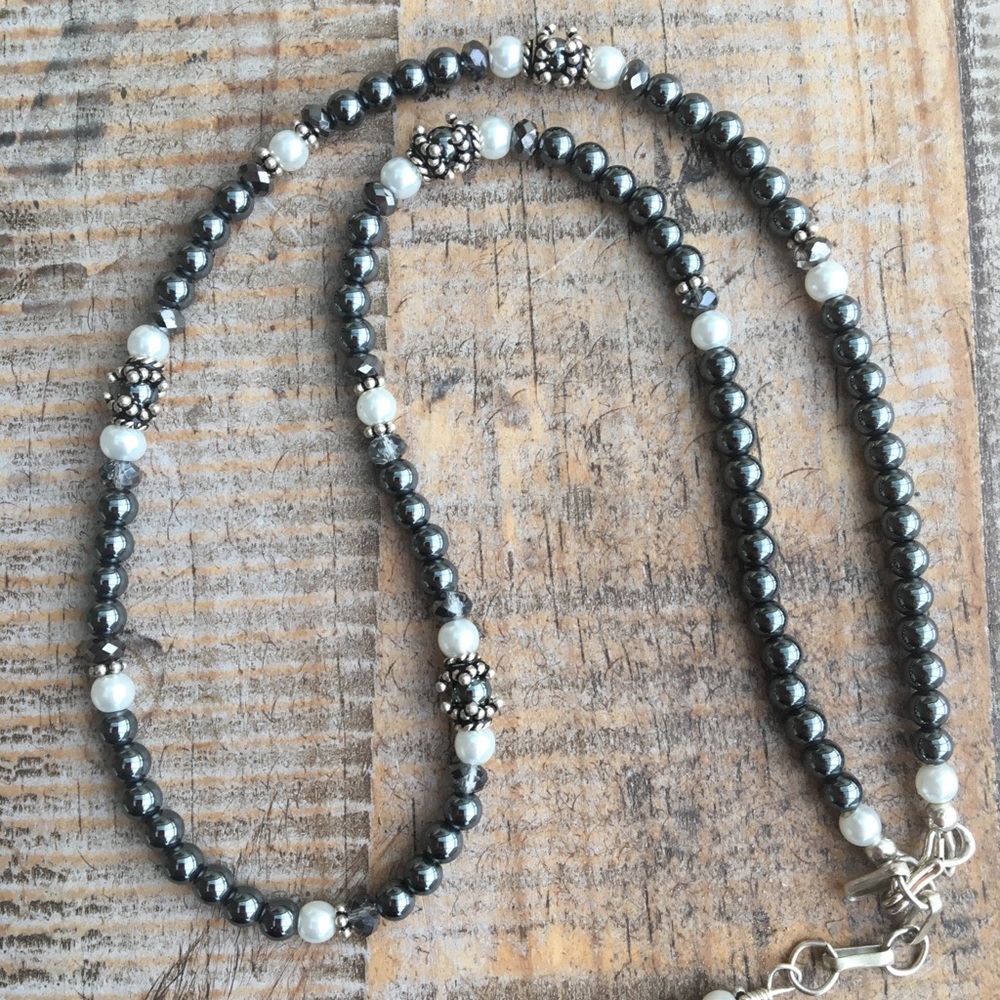 Black and pearl Hematite necklace